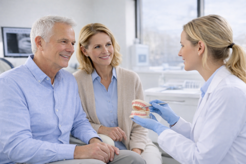 Woman with bleeding gums concern during dental exam in Whittier CA